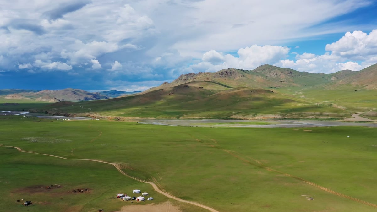 Horse riding in Mongolia steppe